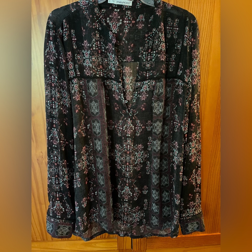 Maurices Black Floral Top